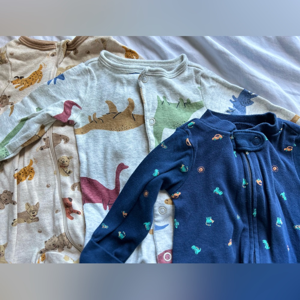 Baby Boy Dino & Dog Footie Pajama Bundle NB